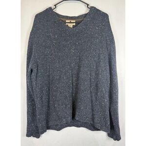 Woolrich Wool Blend Sweater Mens Large Blue V-Neck Original Outdoorwear